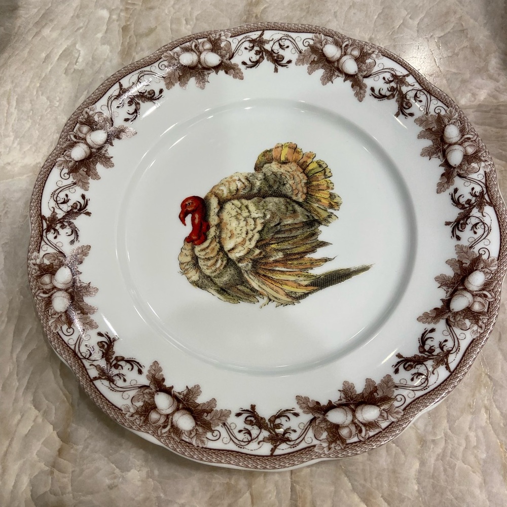 Williams Sonoma Thanksgiving Turkey salad plates (8) new in boxes